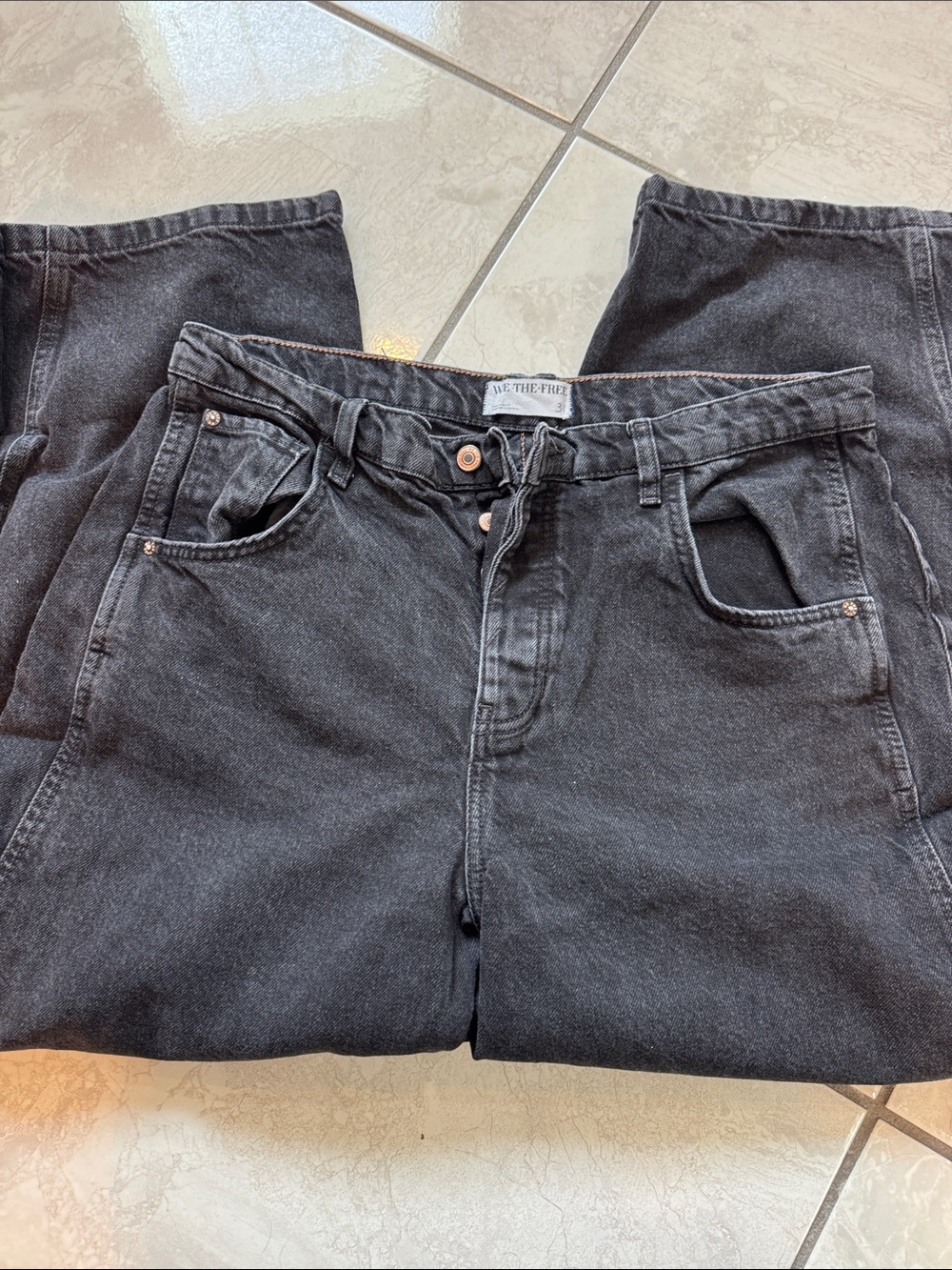 Free people “We the free” Good Luck Mid rise Barrel Jean in Black